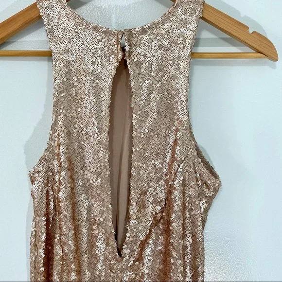 Free People Liquid Shine Gold Sequin Drop Waist Sleeveless Dress XS - Picture 4 of 7